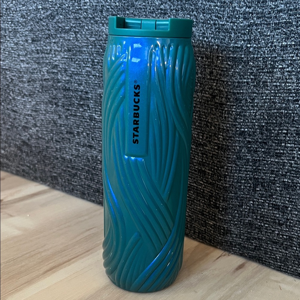 Starbucks 16oz Midnight Teal Swirl Tumbler – Glow Grip Edition